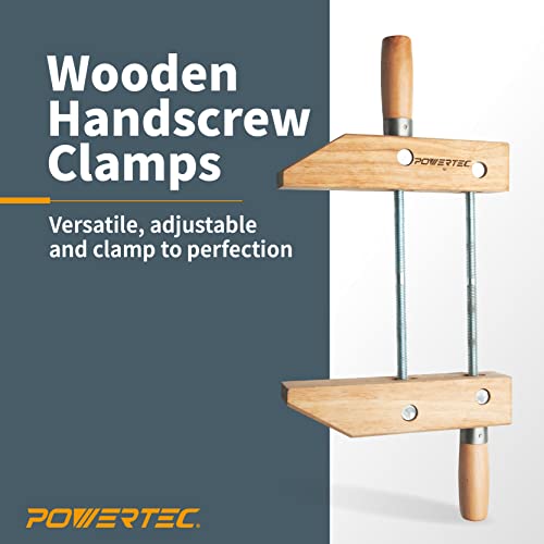 Image of POWERTEC 71839 Wooden Handscrew Clamp- 12 Inch | Hand Screw Clamps for Woodworking, 2 PK
