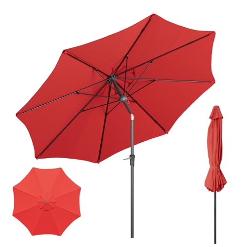 Beanss Outdoor Patio Umbrella, Table Umbrella with Push Button Tilt and Crank, 8 Ribs Market Umbrella