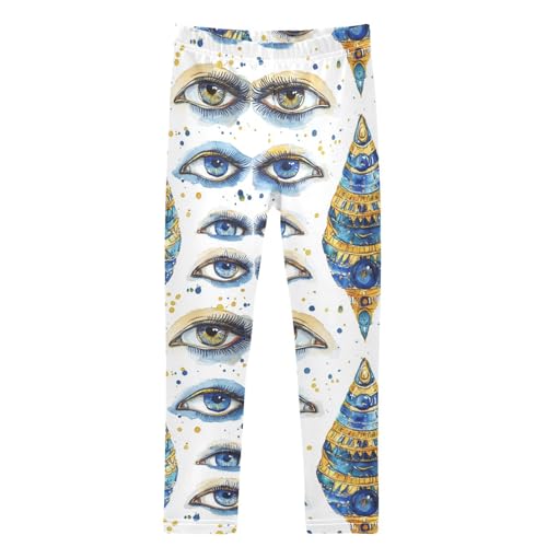 Pyramid Watercolor Egyptian Evil Eye Girls Leggings Kids Yoga Pants Dance Active Tights 4T