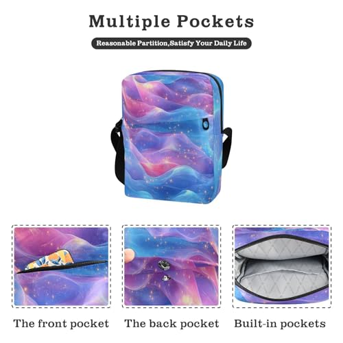 messenger bag crossbody over the shoulder bags for men Women's Purses Adjustable Strap for School School- Chic Pink Royal Blue Rainbow2