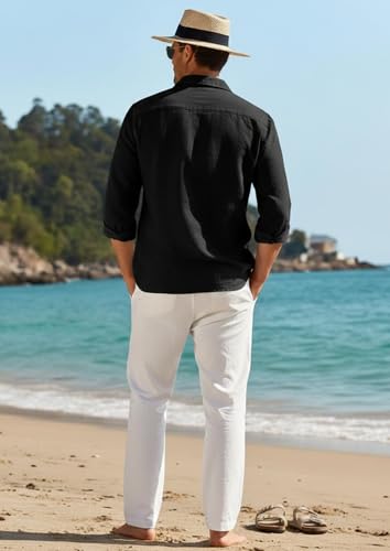 Image of Combo of Men's Casual Cotton Blend Shirt || Long Sleeve Button Down with Spread Collar | Lightweight Breathable Fabric | Stylish Solid Shirt for Beach, Office & Everyday Wear Pack of 2