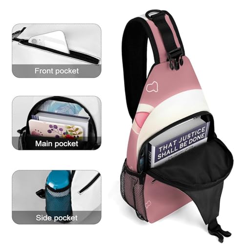 Mochila deportiva tipo sling Pink Cute Pig para hombre y mujer miniatura 4