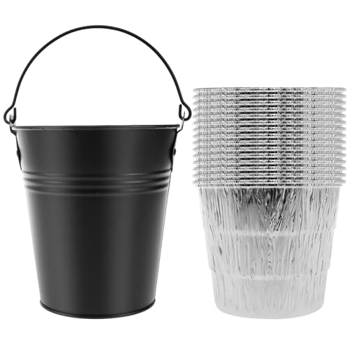 Foppla Fetteimer-Set mit 15 Zinneinlagen, rostfreie Eisenlegierung, Tropffett, Dose, Dose, Ersatz-Tropffett-Eimer, kompatibel mit Traeger 20/22/34 Serien, 15 x 14,3 cm