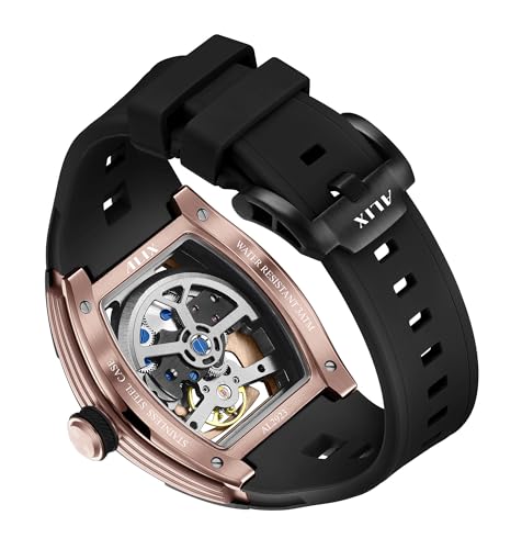 Image of ALIX AL2923 Men's Unique Design Automatic Movement Popular Style Silicone Strap Chronograph Skeleton Watch