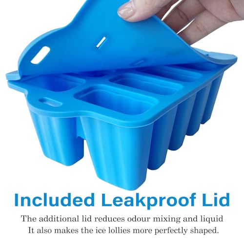 Stampi per Ghiaccioli, Forme per Ghiaccioli con 10 Cavità Facili da Staccare, Manico con Bordo per una Facile Presa, Senza BPA (BLU) - immagine 4