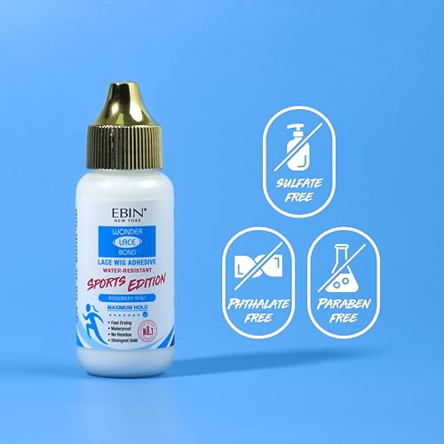 EBIN NEW YORK Wonder Lace Wig Adhesive Sports Edition 1.15oz | Invisible Wig Glue | Rosemary Mint Formula | Water & Oil-Resistant | Non-Toxic | Supreme Hold