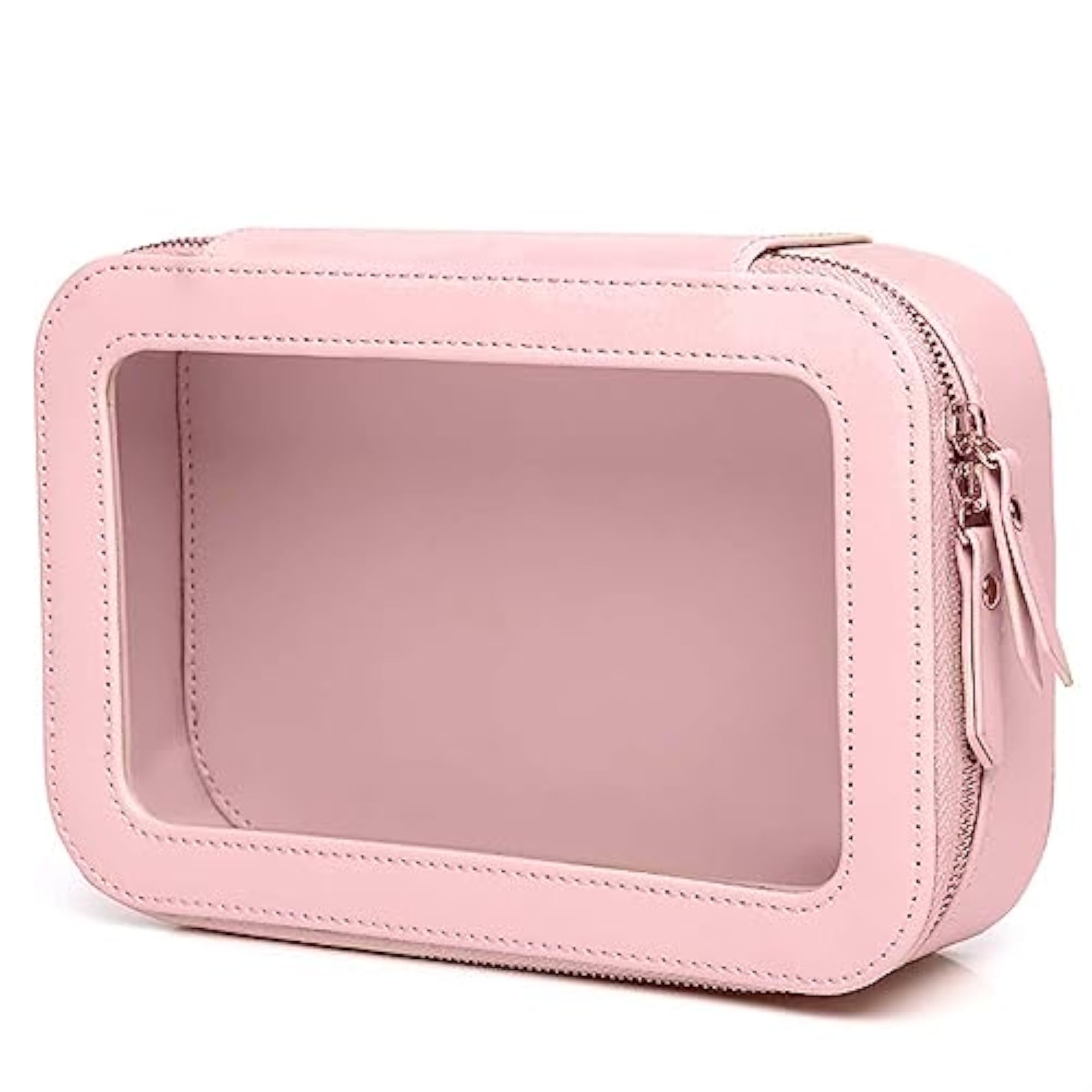 Clear Makeup Bag, Pink, Simple Design