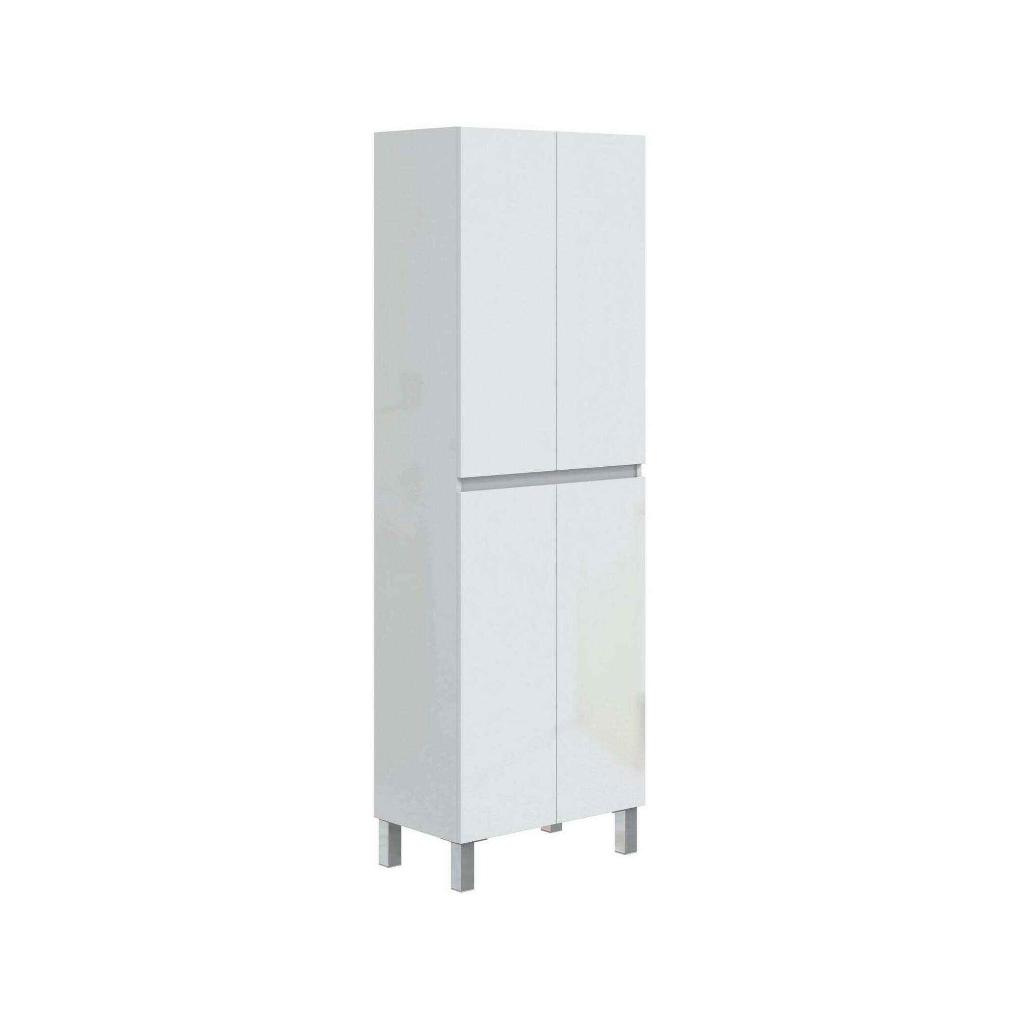 Dmora Armadio Multiuso Grande Sarat 60x182h cm Bianco Lucido 3 Ripiani Apertura Battente, 5 Vani