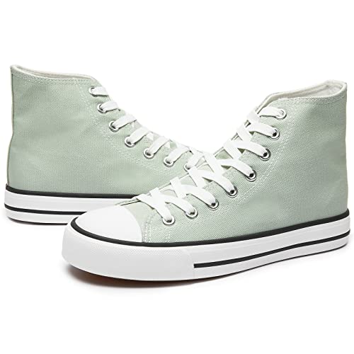Women's High Top Canvas Sneaker Shoes Classic Fashion Lace Ups Sneakers(Us10.Mint Green) #TOP11