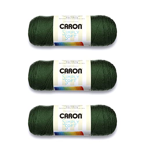 Image of Caron Simply Soft Dark Sage Yarn - 3 Pack of 170g /6oz - Acrylic - 4 Medium (Worsted) - 315 Yards - Knitting /Crochet