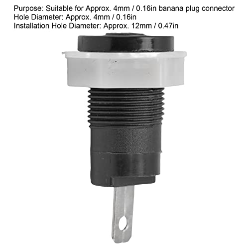 Image of 20Pcs 4mm Banana Jack Female Socket Panel Mount Connector (0.16in /4mm) - Banana Plug Adapter for Amplifier, Terminal, Splitter, Binding Post, 12mm Mounting Hole, 6mm Panel Thickness(Black)