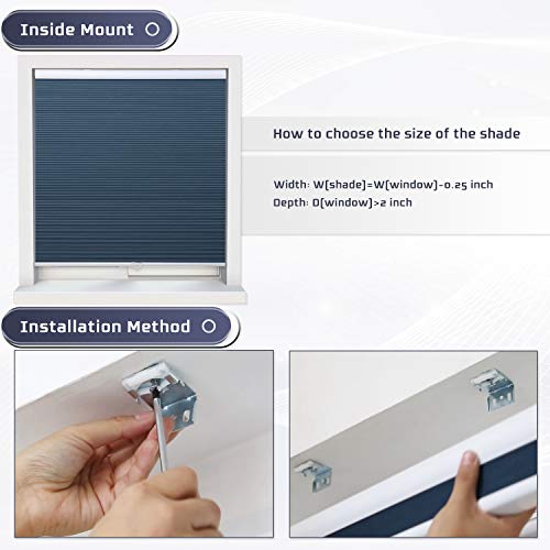 Cellular Shades Blackout Blinds Cordless Honeycomb Window Shades For Bedroom, Blinds For Window And Door, Home And Office, Blue, 36" W X 64" H #TOP4