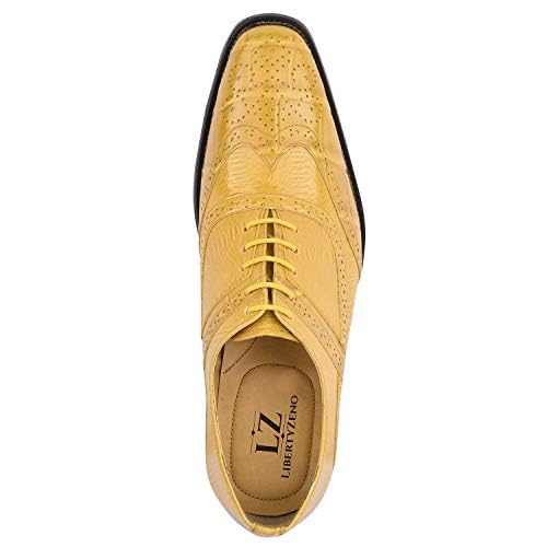 Image of LIBERTYZENO Mens Brogue & Plain Genuine Leather Animal Print Lace Up Oxford Dress Shoes for Easter Gift