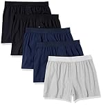 Amazon Essentials Men's Cotton Jersey Boxer Short Underwear (Available in Big and Tall), Pack of 5, Black/Grey Heather/Navy, 4XL Plus