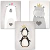 frechdax® Afbeeldingen kinderkamer decoratie jongens | dieren poster set babykamer jongen | wandafbeeldingen zonder…