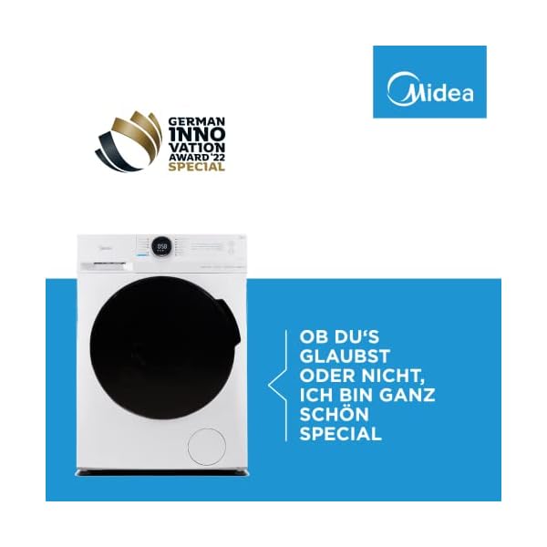 Midea MF20EW90WB Waschmaschine / 9KG / 1400 U/min/A/Leiser & effizienter Inverter Motor/HealthGuard-System/Steam Care/Nachlegefunktion/APP-Steuerung/AquaStop, Weiß – Bild 6