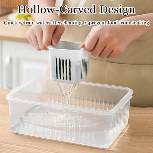 Image of Shuttle Art 4 Compartment Fridge Storage Boxes Freezer Storage Containers, Container for Kitchen Storage Set, Storage in Kitchen, Vegetable Storage, Draining Crisper Refrigerator Food Box