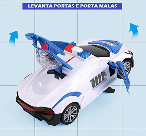 carro policia deform com sons luzes e movimento com barulho de sirene brinquedo que estimula a criat
