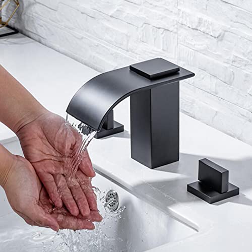 Robinet 3 trous lavabo salle de bain mitigeur cascade en laiton - 4