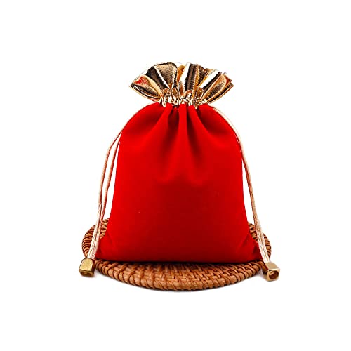10 Bolsitas de Tela Roja con Cordón para Regalo miniatura 1