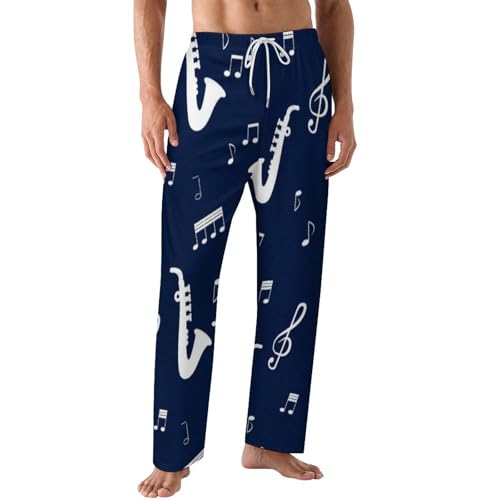 Music Notes Saxophones Comfy Pajama Pants Adjustable Sleepwear Beach Pants for Men