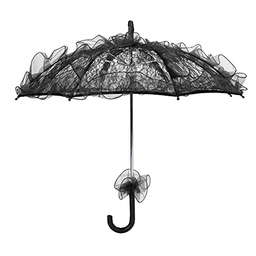 Voluxe Parasol en dentelle, décoration de mariage, fournitures de photographie, parapluie en dentelle pour concerts, décorations de fête pour mariages (noir) Cover