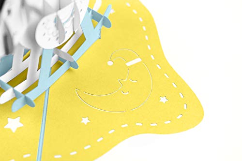 MOKIO® Pop-Up Baby-Karte – Schaukelpferd Junge blau – 3D Glückwunschkarte zur Geburt/Geburtstag eines Jungen… – Bild 6
