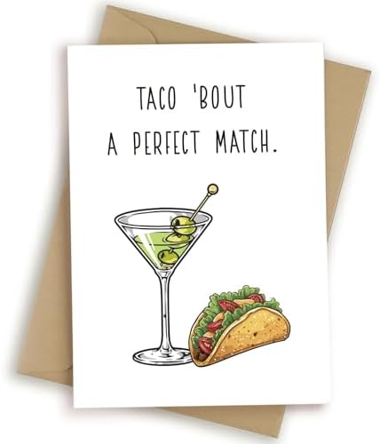 Funny Engagement Crads for Couples Newly Engaged, Naughty Wedding Shower Card for Bride and Groom, Humorous Engagement Card for Friends, Taco 'Bout A Perfect Match