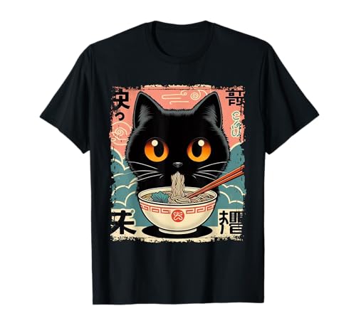 Kawaii Cat Ramen Fideos Anime Gato Japonés Gatito Manga Camiseta