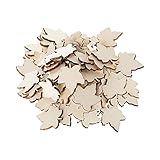 Creaides 100pcs Mini Maple Leaf Wood DIY Crafts Cutouts Wooden Maple Leaf Shaped Unfinished Wood Ornaments for DIY Projects Thanksgiving Party Decorations