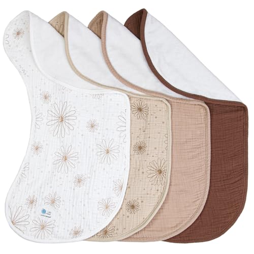 Image of lulumoon Muslin Burp Cloths for Babies: 100% Soft Cotton Large Burping Cloths - Neutral Baby Burp Rags for Boy and Girl - Absorbent Burp Cloth for Spit-Ups 4 Pack