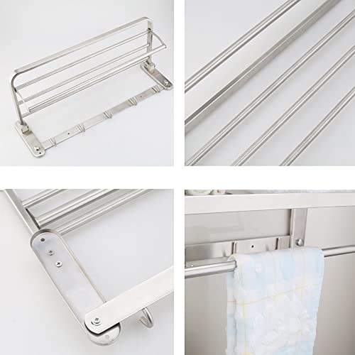 Estante plegable de pared para baño con riel de hotel resistente 6