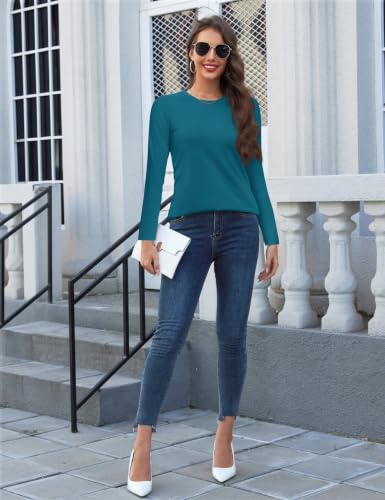 Image of YUCOLEN Long Sleeve Shirts for Women Cotton Crew Neck Casual Tops Fall
