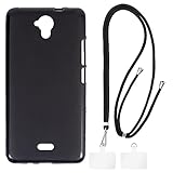 Shantime Hülle & Crossbody-Trageriemen-Set Kompatibel mit Hisense F20 Handyhülle & Verstellbarem Halsband mit Metallschnallen & 2 Aufklebern(Schwarzes)