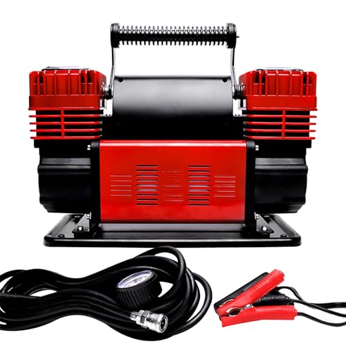 Compresor de Aire Portátil 8 Bar,Compresor Aire Coche 12V,7.3m Manguera de aire,3 boquillas multifuncionales,para Lnfla Rápidamente Neumáticos Grandes de Coches, SUV y Camiones