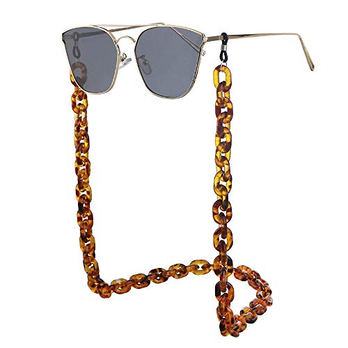 LUNALUCE Elegant Natural Pearl Beads Acrylic Glasses Fashion Prop Holder Strap/Beach Sunglasses Fixed Necklace Compatible (Tiger), Medium