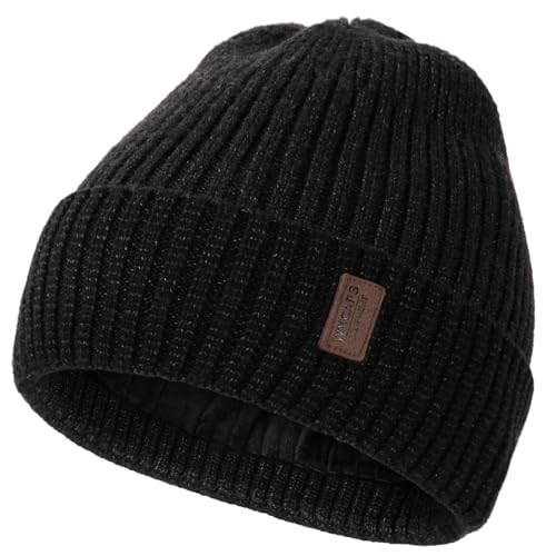Image of Wmcaps Warm Beanie for Men Women, Fleece Lined Beanie Warm Winter Caps Unisex Fashion Knit Cuffed Cap