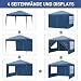 LEADZM Pavillon 3x3m Garten Faltpavillon mit 4 Seitenteilen,Blau