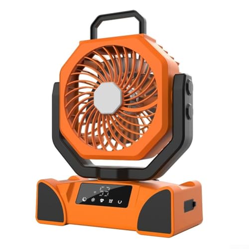 Aprilsunnyzone Ventilador recargable de 20000 mAh, para tienda de campaña, camping al aire libre, ventilador portátil con batería USB, práctico control remoto, con luz LED (naranja)