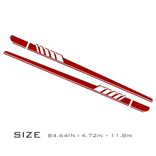 Image of 1 Pack 2 Pcs Universal Fit Red PVC Car Door Side Rocker Panel Stripe Decals, 88.58in x 4.52in