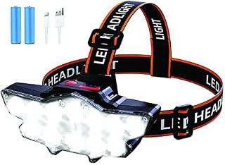 Head Torch - Super Bright 18000 Lumens 12 LED Head Torch Rechargeable with 4 Lighting Modes Headlamp for Camping Fishing Cycling Hiking IPX4 LED Rechargeable Head Torch. (NE-001)