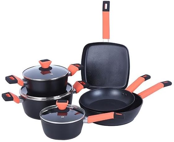 Easy to clean 5Piece Non Stick Aluminum Cookware Set for Home Kitchens Compatible with Various Oven Types Kitchen