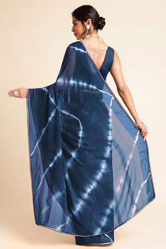 Image of MIRCHI FASHION Women Saree Shibori Print Chiffon | Elegant Festive and Functional Sari for All-Day Comfort with Matching Blouse