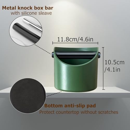 CHDEXU Coffee Knock Box, Coffee Grounds Knock Box Green, Espresso Coffee Knock Box Small with Removable Metal Knock Bar and Non-Slip Base - Image 3