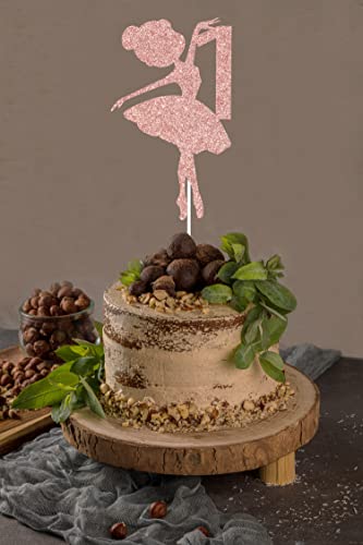 Ballerina 1St Birthday Cake Topper, Ballerina One Cake Topper, 1St Birthday Cake Topper, Ballerina Birthday Cake Decorations, Princess Cake Topper, Dancing Girl Birthday Decorations Rose Gold Glitter #TOP3