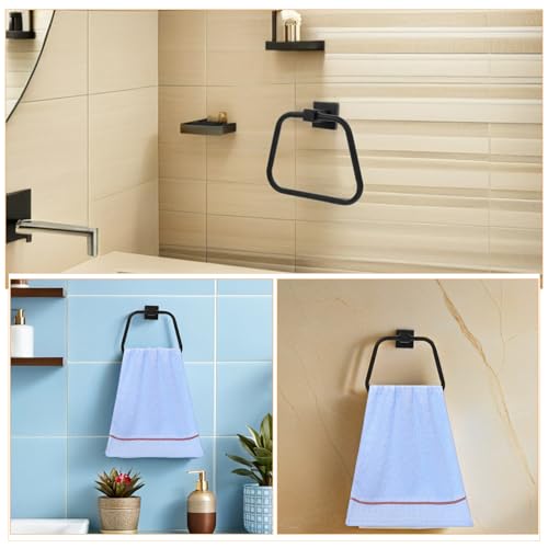 Support gain de place noir mat multifonction pour serviette main