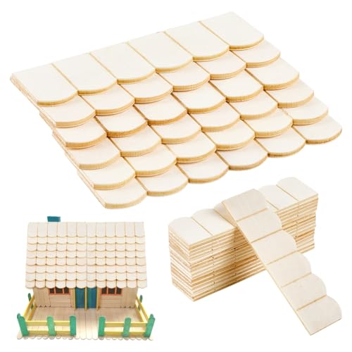 FINGERINSPIRE 24 tejas de madera para casa de muñecas, 11,35 x 3,15 cm, color blanco vintage, tejas en miniatura, escalas 1/12, tejas de madera natural, para casa de muñecas, modelismo, proyectos de
