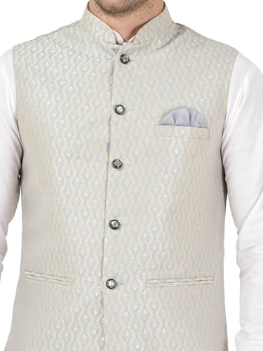 Image of Badoliya & Sons Men's Brocade Zari Nehru Jacket /Waist Coat