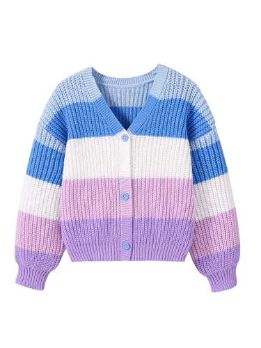 Verdusa Girl's Colorblock Button Front Cardigan Sweaters Y2K Knit Outerwear