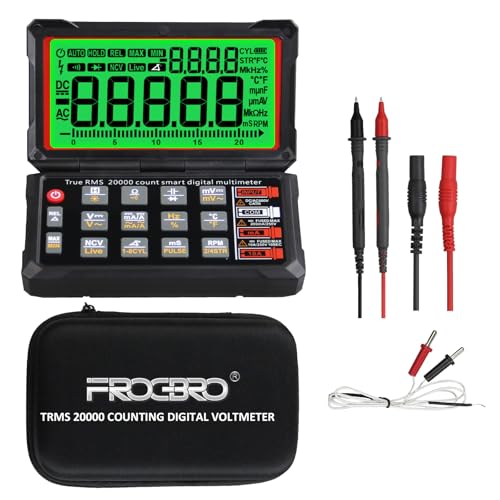 FROGBRO TRMS 20000 Counting Digital Voltmeter with NCV Function, Auto Multimeter Tester, Measurement of Voltage, Current, Resistance, Diode, Temperature, Car Dwell Angle, Engine Speed, Pulse Width
